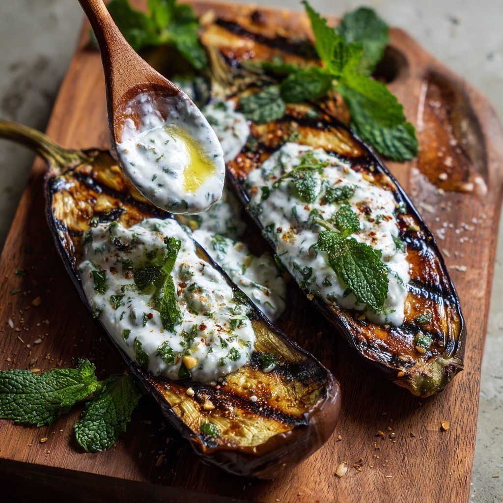 Gegrillte Auberginen Mit Kräuterjoghurt