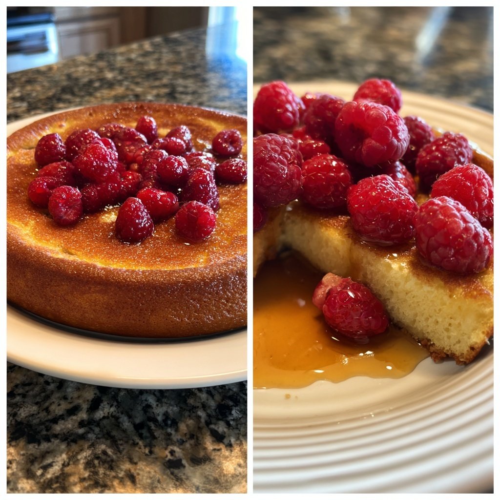 Pfannkuchen mit Himbeeren