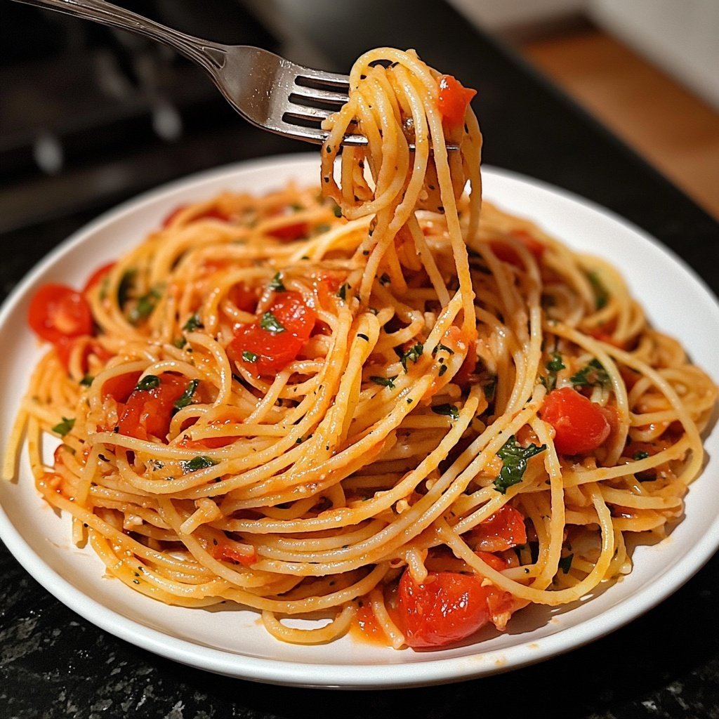 Spaghetti mit Tomaten-Basilikum-Sauce